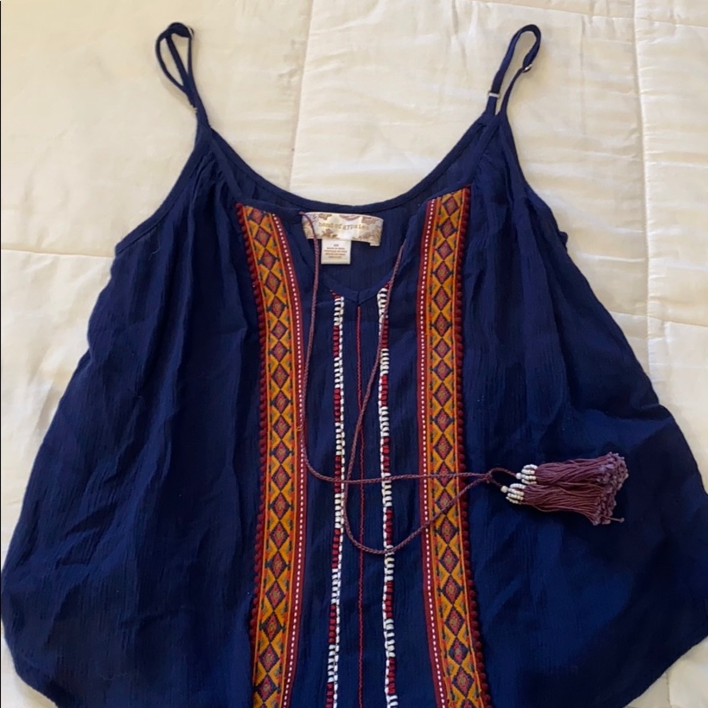 Tribal blouse with adjustable straps